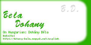 bela dohany business card